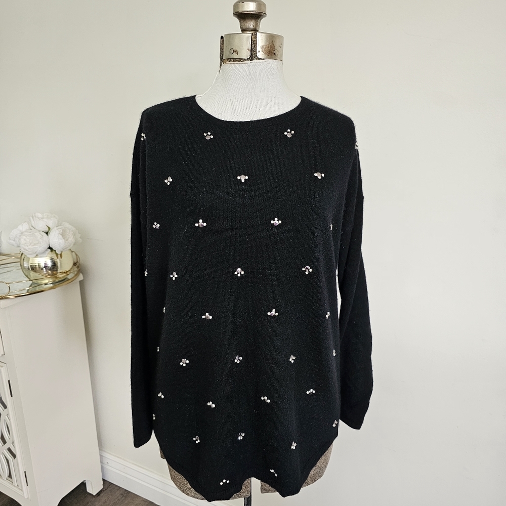 PLY 100% Cashmere jeweled sweater size M